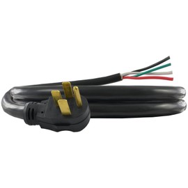 Conntek 14300 RV Power Cord 4-Foot RV 50 Amp Male Plug To Bare Wire , Black