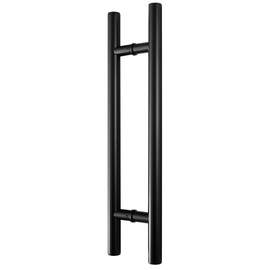 HONGYUN 12-Inch Pull Handles - Heavy-Duty Commercial Grade 304 Stainless Steel Modern Interior/Exterior Door Pull Push for Two-Side Glass and Barn Doors (Black)