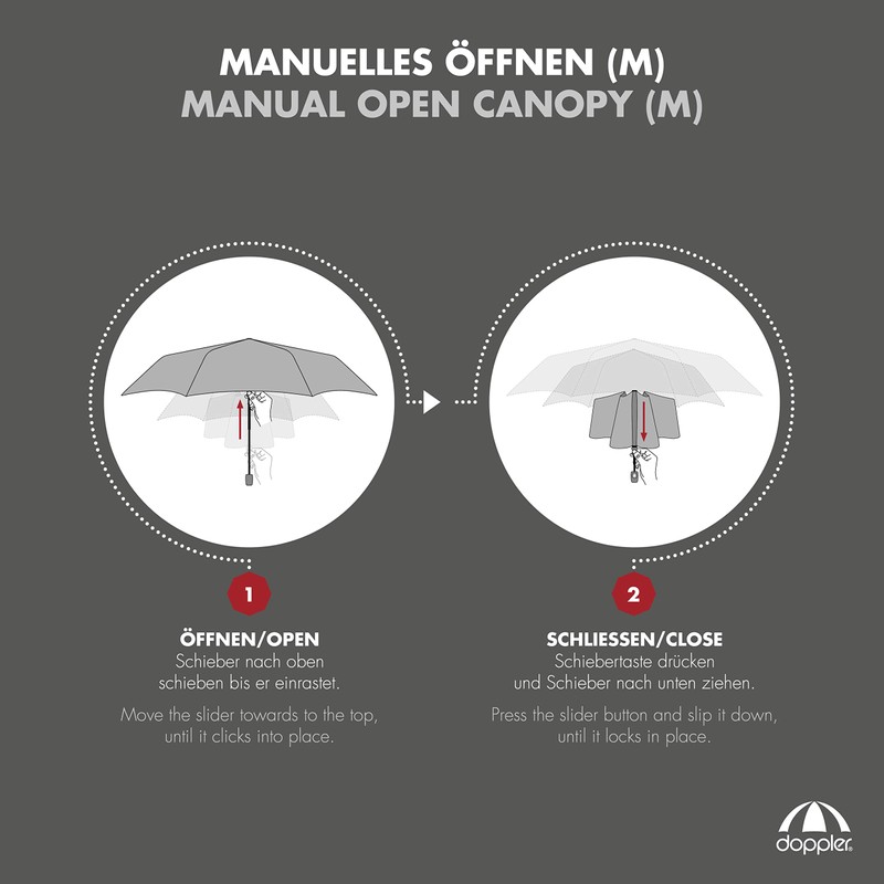 Doppler Carbon Steel Slim Plain Pocket Umbrella - Handy Format