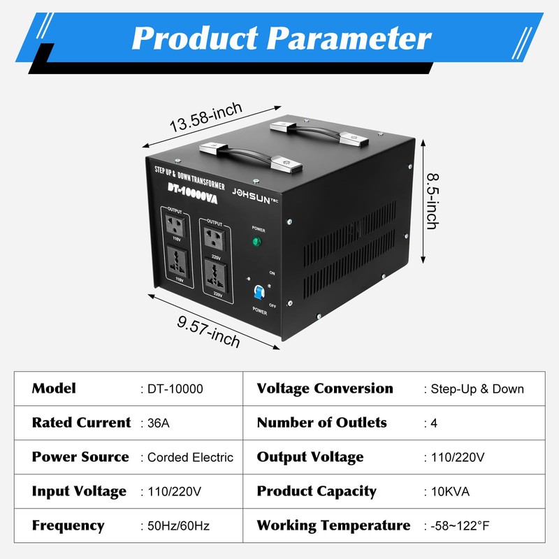 5000W/10000W Voltage Converter Transformer Step Up/Down 110V/220V Heavy Duty Voltage