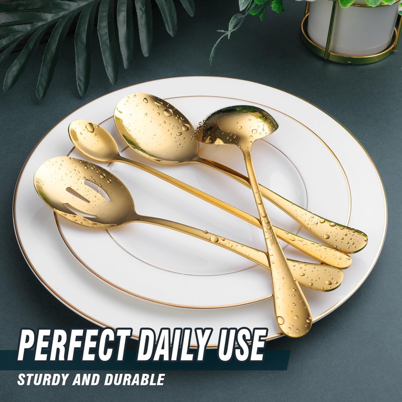 Gold Serving Utensils, OGORI 12-Piece Stainless Steel Serving Utensils Include