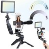 Somikon Videoleuchte: 4-teiliges Vlogging-Set mit LED-Leuchte, Mikrofon, Stativ & Halterung