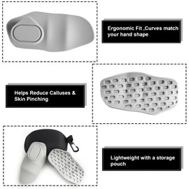 Gym Hand Grips for Men Women Anti Slip Fitness Strength Training Ergonomic Workout Grips for Pull Ups Deadlifts Weightlifting Gym Accessories with Storage Pouch (Grey)