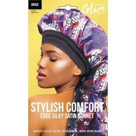 DONNA Stylish Edge Reversible Silky Bonnet, Shower Cap for Women Silk Bonnet for Sleeping Satin Bonnet Braid ZEBRA MIX