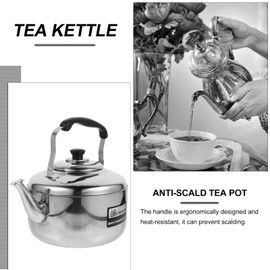 Cabilock 5L Whistling Tea Kettle Stainless Steel Tea Pot Ergonomic Handle Tea Water Pot Kitchen Stovetop Kettle for Home