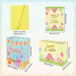 Aviski 2 PACK Easter Gift Bags, 13 x 10.2 x 4.9 in, with Greeting Cards and Tissue Paper, Winter Holiday Paper Bags for Party Favor, Gift Wrapping