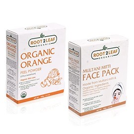 Root2leaf Organic Orange Peel Powder & Fuller Earth Powder | Bentonite Clay For Skin Pore Purifying Face Mask & Dirt Remover for Men and Women (100 Gms)