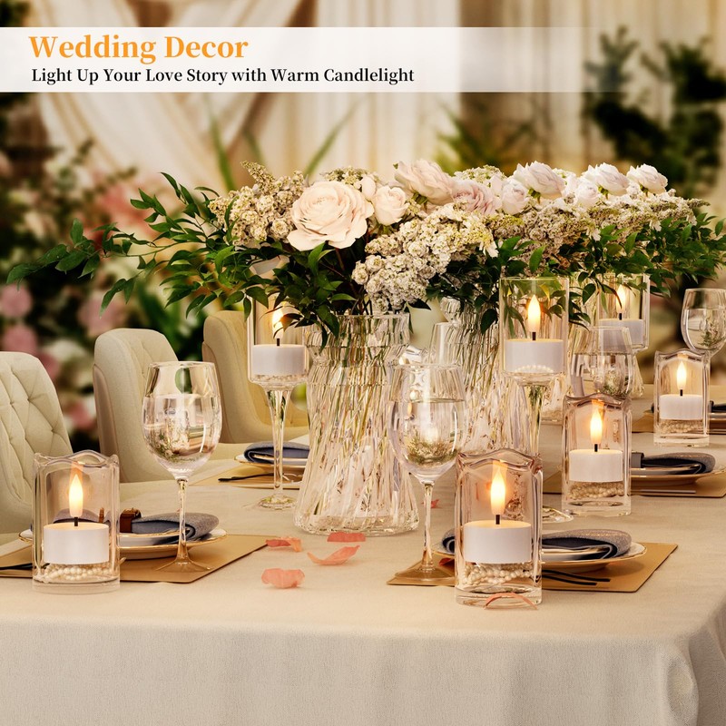 Rechargeable Flameless Tea Lights Candles with Charging Station 12Pcs Battery