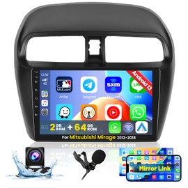 Roinvou [2G+64G] Car Radio for Mitsubishi Mirage 2012-2018 with Wireless Carplay/Android Auto, 9 Inch Android 13 IPS Touch Screen Car Stereo, Bluetooth, GPS Navi, WiFi, SWC, 28UI, DSP + Backup Camera