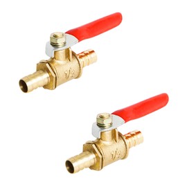Aopin Ball Valve Brass 8mm / 3/10" Hose Barb x 8mm / 3/10" Hose Barb Valve Blocks Water, Oil, Gas Liquids, Vinyl Handle, Suitable for PEX, Copper, HDPE2 Pieces