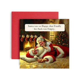 Huxters Funny Christmas Card – Santa Empty Sack Christmas card for Men and Women Husband Wife Boyfriend Girlfriend Christmas card - 14.8cm