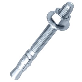 Qualifort 3/8" x 3-3/4" Wedge Anchors Zinc Plated Heavy Duty Fastener for Concrete (12, 3/8" x 3-3/4")