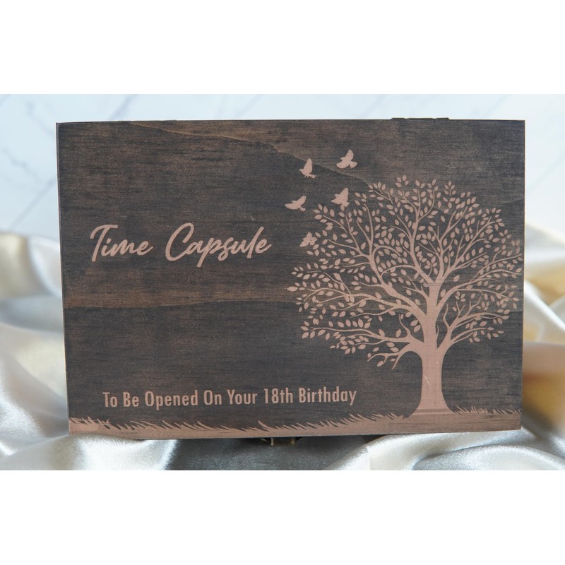 Engraved Time Capsule Memory Box – Wooden Keepsake Box for