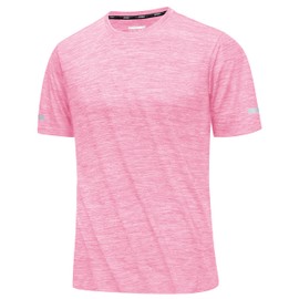 MAGCOMSEN Running Shirts for Men Dry Fit Gym Shirts for Men Workout T Shirts for Men Rash Guard for Men Short Sleeve Summer Tshirts Men Quick Dry Pink