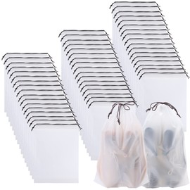 50 Pack Shoe Bags for Travel,Portable Travel Shoe Bag,Large Clear Shoes Pouch Storage Packing Organizers with Drawstring,Dustproof & Waterproof Shoe Storage Bags for Women and Men