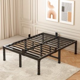 FUIOBYVV Full Size Bed Frame 18 inch Heavy Duty Metal Platform Bed Frame Full Support Up to 3500 lbs,No Box Spring Needed/No Shaking/Steel Slat Support/Noise Free/Easy Assembly