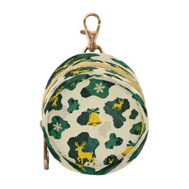 Funda para chupones con cierre y clip de piel vacuna con estampado de Navidad, color verde y amarillo, bolsa de almacenamiento para chupones