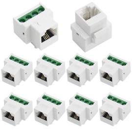 Jienk 10PCS RJ11 6P4C CAT3 Telephone Keystone Jack with 4Pin Screw Terminal Breakout Board, RJ11 Female Jack to 4Pin Screw Connector for Telephone
