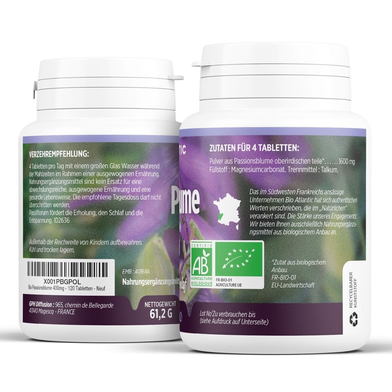 Organic Passion Flower 400 mg – 120 Tablets