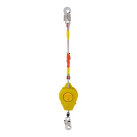Safety Fall Arrester, Self Retracting Lifeline Lanyard Fall Arrester Tool, Fall Protection Device 330lbs Work Load Fall Arrester with Self-Locking Hook & Steel Wire Rope (49.2ft Yellow)