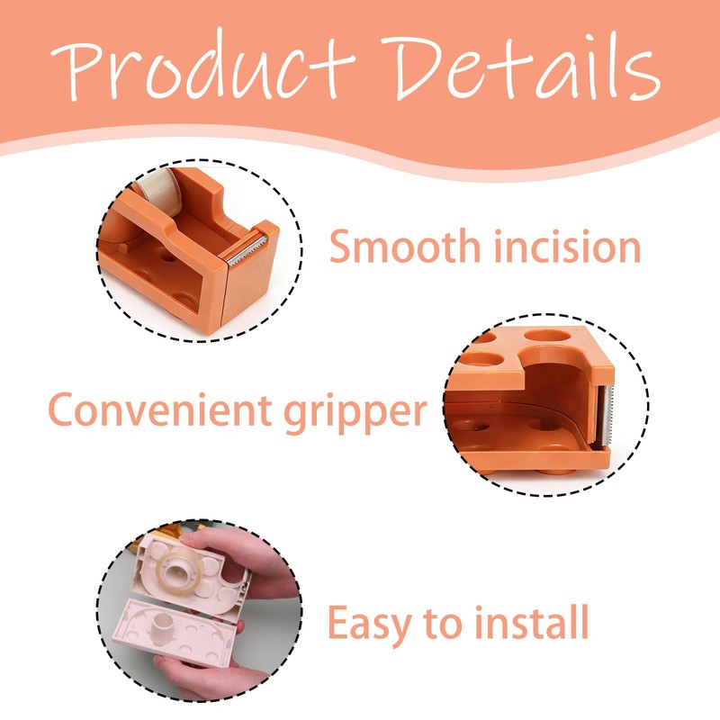 3PCS Small Tape Dispenser, Tape Dispenser and Tapes Holder for
