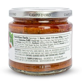 CAMPO D'ORO - Trapanese Pesto Sauce, made with Tomato Sauce, Basil & Almonds, 6.3oz (180g), 100% made in Italy