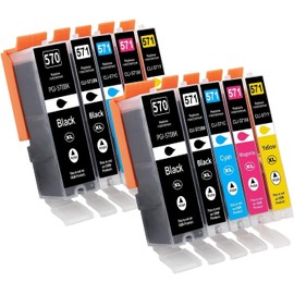 Tinnee PGI-570 XL CLI-571 XL Printer Cartridges Compatible with Canon PGI 570 Canon CLI 571 Cartridges for Canon Pixma TS5050 MG5750 TS5055 TS6051 MG6850 MG6851 MG6852 TS5053 TS6050 TS6050 TS6050 5051