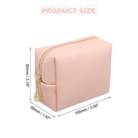 uxcell Mini Makeup Bags, 4" x 3" PU Waterproof Travel Toiletry Storage Bag Portable Make Up Pouch, Cute Preppy Cosmetic Bag with Zipper for Women (Pink)