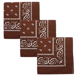 Motique Accessories Set of 3 Large Cotton Paisley Bandanas - Brown