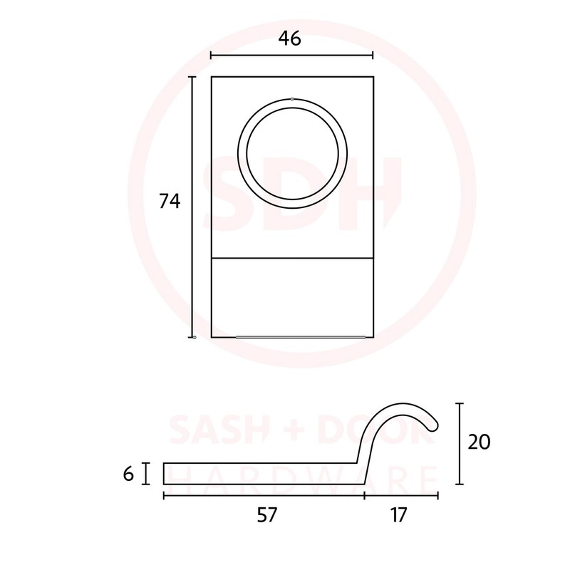 Dart Square Top Solid Brass Cylinder Pull 84mm x 45mm