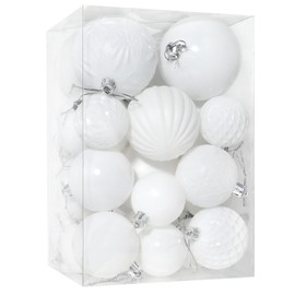 Annecy Christmas Tree Ornaments - 30 PCS Shatterproof Plastic Christmas Ball Ornaments Set for Xmas Tree, Holiday, Wreath & Party Decorations (Multi-Size, White)