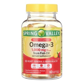 Omega-3 1000mg 60 Capsulas Fish Oil Spring Valley Salud Sabor Limón