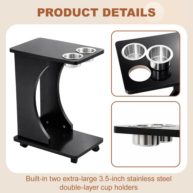 Sintuff Portable Poker Table Drink Carts with Casters and Built-in