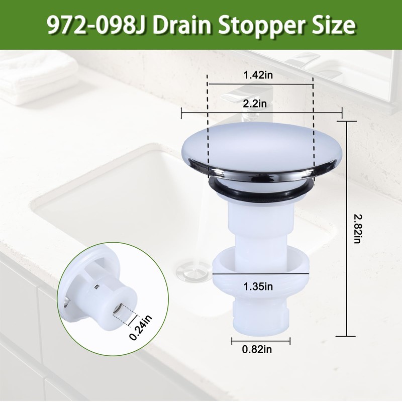 972-098J Plumbing-Equipment Chrome Drain Sink Stopper, Drain Sink Plug Part