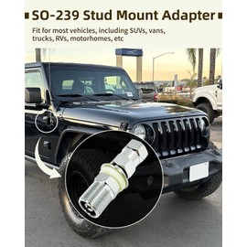 Heavy Duty CB Antenna Mount SO-239 Stud Mount Adapter, 3/8 x 24 Threaded, Fits for 1/2" Hole for CB Radio Antenna Installation, 2 Pcs SO-239 Mount for Antenna Setup