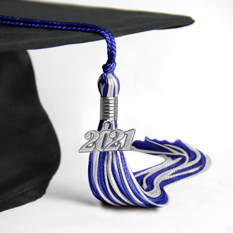 Endea Graduation Mixed Double Color Tassel with Silver Date Drop