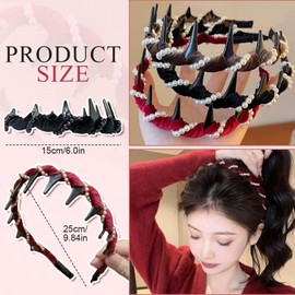 3 Pcs Elegant Pearls Headbands for Women Girls, 2025 New Vintage High Cranium Artificial Pearl Hairband, Decorative Hair Bands Fashion Hair Accessories Gifts