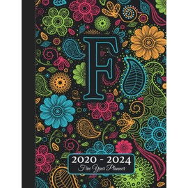 Five Year Planner: Monogram F Voodoo Style Binding I Your Initials Motivational Bullet Planner I 5 Years Appointments, Family Events, Log Book Business I Agenda & Schedule Journal I Christmas Gift