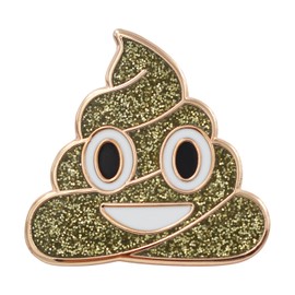 Poop Emoji Pin Series by Real Sic - Emoji Poop Enamel Pins - Glittery Pink Poop Emoji Kawaii Pin (Gold Glitter)