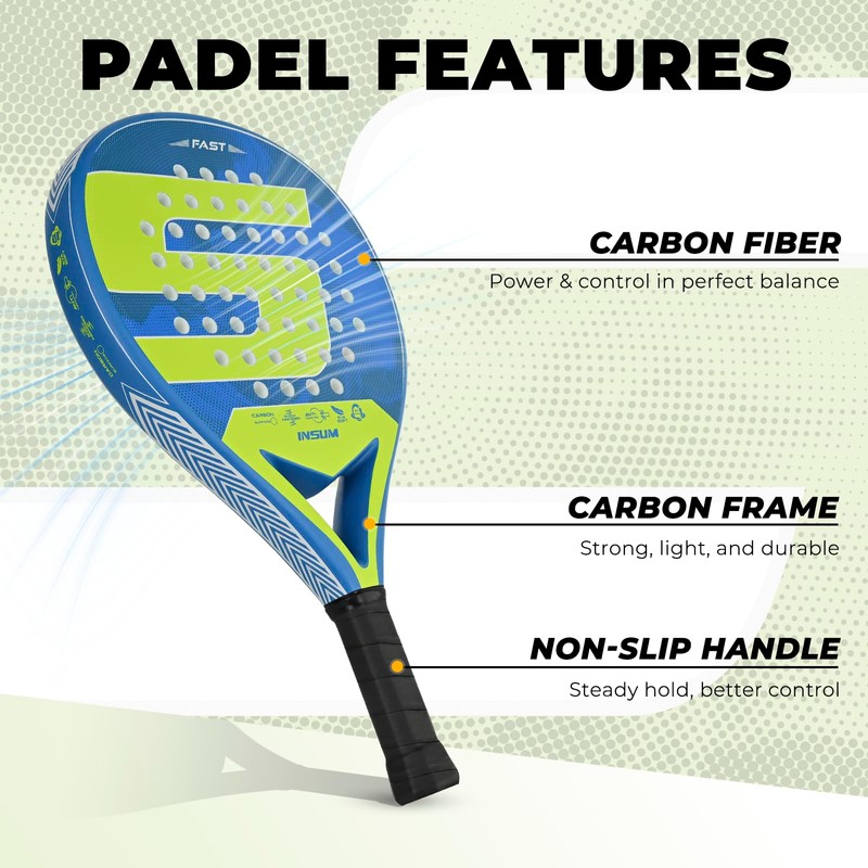 INSUM Round Padel Racket, Carbon Fiber Face with EVA Soft