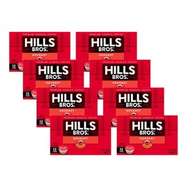 Hills Bros. Gourmet Roast, K-Cup Coffee Pods, Medium Roast, 12 Single-Serve Capsules & Pods 3.8 Ounce (Pack of 8)