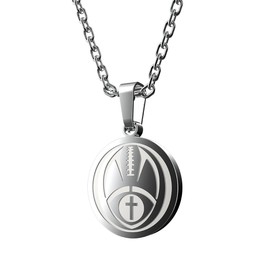 seensea Sports Pendant Necklace Football Inspirational Bible Verse Luke 1:37 Christian Gift for Teens