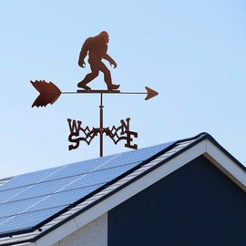 FOEDOY Metal Weather Vane Wind Direction Measuring Instrument Roof Installation Weather Vane Farm Scene Garden Art Deco Accessories (Sasquatch)