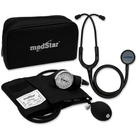 Medstar Kit Baumanómetro con Estetoscopio de Doble Campana de Lujo (Negro-negro)