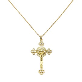 Vroxdrez Women's Gold Cross Chain, Skin-friendly Fashion Jewellery, Women's Necklace with AAA Zirconia Cross Pendant, Ideal Accessory for Women Girls Surprise, Standard, Gold Cubic Zirconia