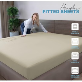 ACRALI HOME Cream Single Fitted Sheet 40cm/16in Deep Fitted Single Sheet Breathable, Hotel Quality 1800 Microfiber Single Sheet Fitted Wrinkle Free & Fade Resistant, Fitted Sheet Single Bed (190x90cm)