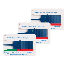 T TAKONE Tread Depth Gauge for Tyres, 3 Pieces 0-20 mm Plastic Tyre Tread Depth Gauge, Depth Gauge for Car, Motorcycle, Van, SUV, Truck, Wheel (Blue)