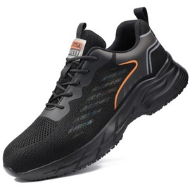 WOWSTICK Non Slip Work Shoes for Men Waterproof Breathable Food Service Kitchen Restaurant Chef Walking Sneakers, 003 Black 41