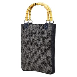 Ai Indigo Shingen Bag, Comes with Bamboo Handle and Gusset, Convenient and Easy to Use, Made in Japan, Inden Style (Saagaya)