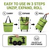 One 2-in-1 Foldable Shopping Bag with Wheels, Collapsible Trolley Cart